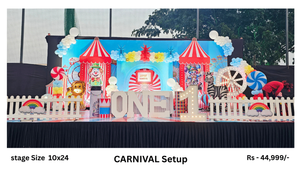 Carnival theme decoration ideas | First birthday decorations | Netra events pune