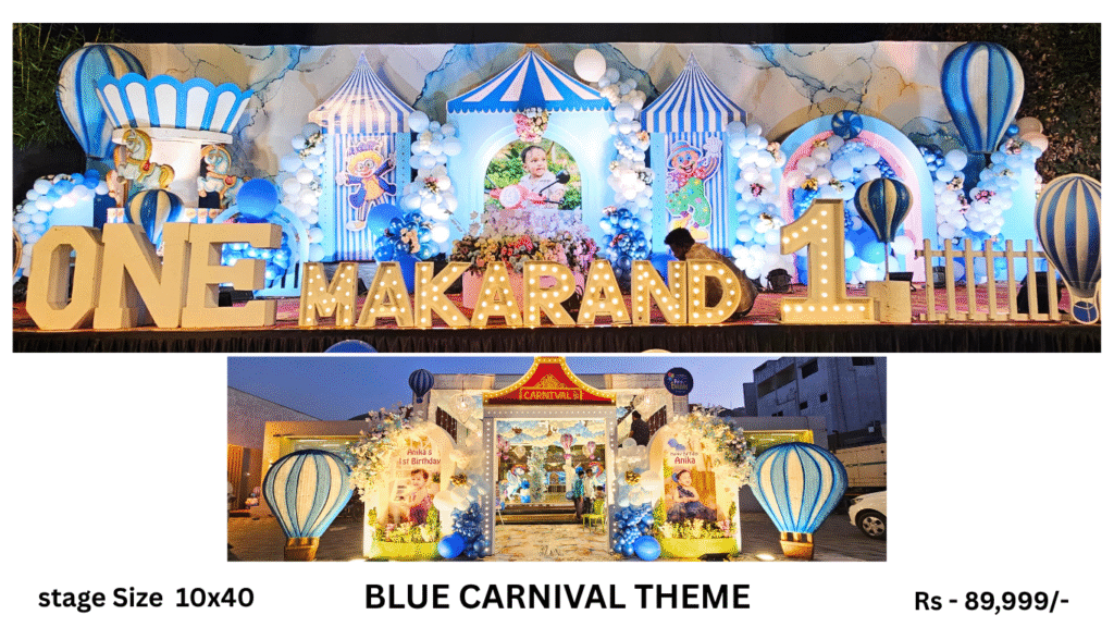 Blue Carnival theme Birthday decorations | First birthday decorations